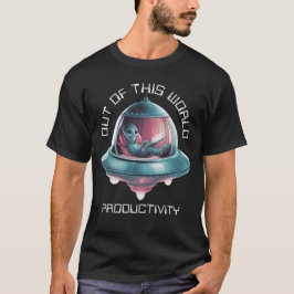 Funny Alien in UFO T-Shirt