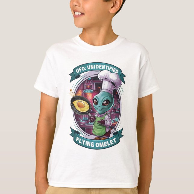 Funny Alien Koch UFO T-Shirt (Vorderseite)