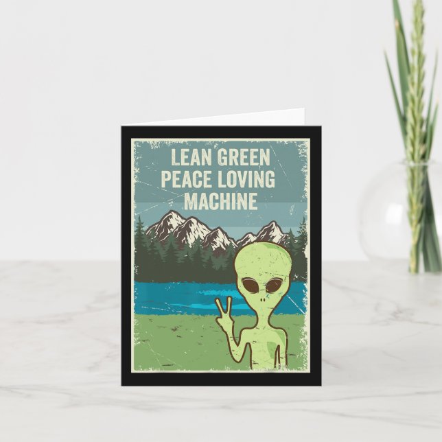 Funny Alien live in Peace Nature Lover Retro Earth Karte (Vorderseite)