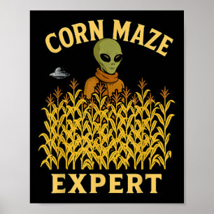 Funny Alien Maze Maze Experte Fall Kids Halloween  Poster