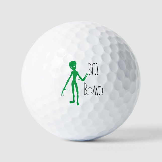 Funny Alien 🛸 Monogram UFO Spooky Golfball (Vorderseite)