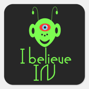 Funny Alien Monster Quadratischer Aufkleber