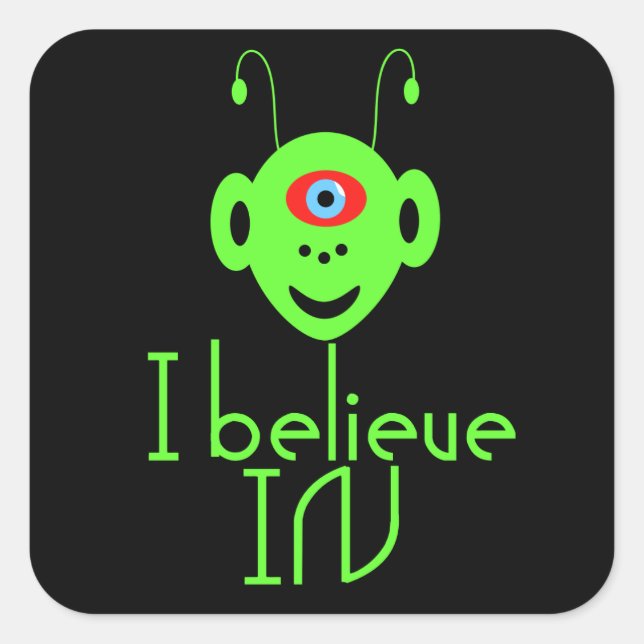 Funny Alien Monster Quadratischer Aufkleber (Vorderseite)