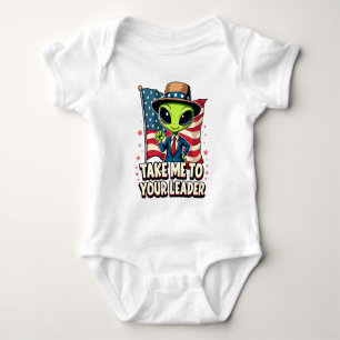 Funny Alien Nimm mich zu Ihrem Leader USA Patrioti Baby Strampler