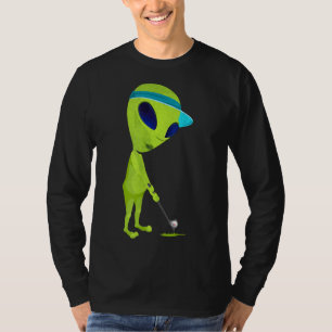 Funny Alien Playing Golf Parody Golfer UFO Golfspi T-Shirt