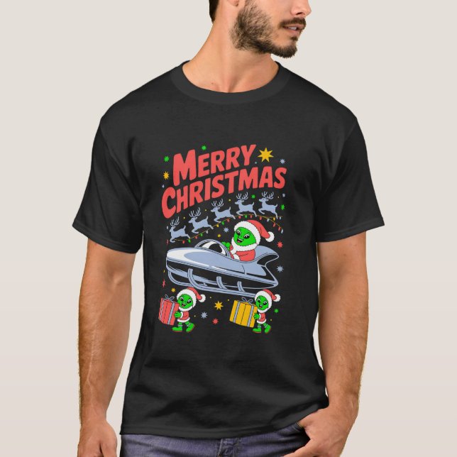 Funny Alien Trio Merry Ugly Weihnachtsmannmütze Gi T-Shirt (Vorderseite)