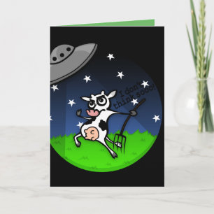 FUNNY ALIEN UFO COW ABDUCTION GREETING CARD KARTE