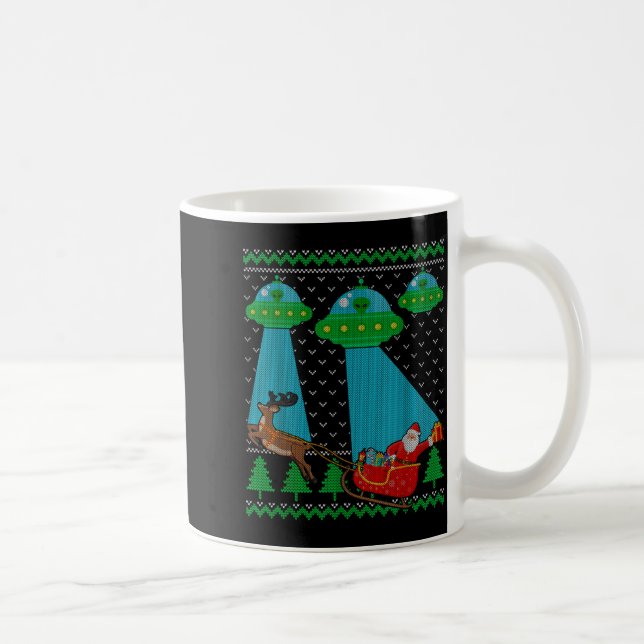 Funny Alien Ufo Santa Sleigh Ugly Christmas Sweate Kaffeetasse (Rechts)