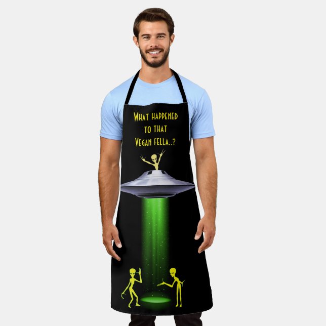 Funny Alien 🛸 Vegan Spaß GRILLEN Schürze (Getragen)