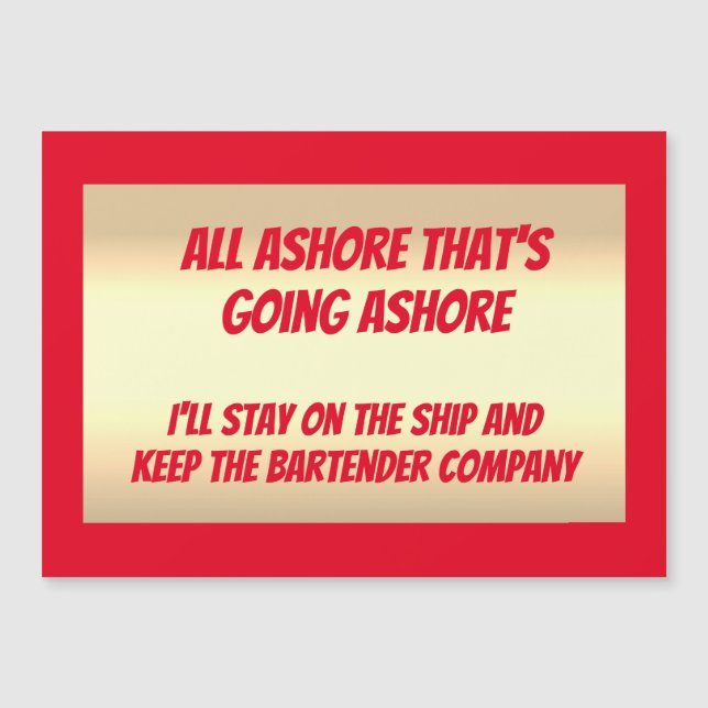 Funny All Ashore Stateroom Door Marker Magnetkarte (Vorderseite)