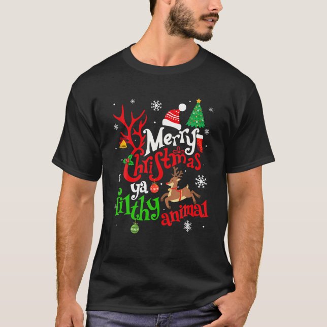 Funny allein bei Zuhause Movies Frohe Weihnachten  T-Shirt (Vorderseite)