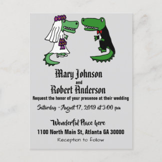 Funny Alligator Braut und Groom Hochzeit Einladung