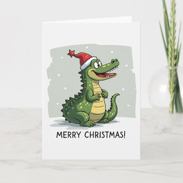Funny Alligator Carte de Noël (Devant)