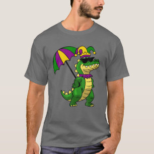 Funny Alligator Wearing Jester And Sunglasses Funn T-Shirt
