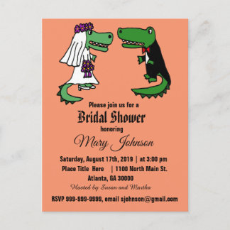Funny Alligator Wedding Einladungspostkarte