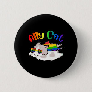 Funny Ally Cat Purride Lgbtq Gay Pride Monat Fraue Button
