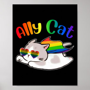 Funny Ally Cat Purride Lgbtq Gay Pride Monat Fraue Poster