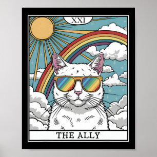 Funny Ally Cat Sunglasses Lgbtq Gay Lesbian Biual Poster