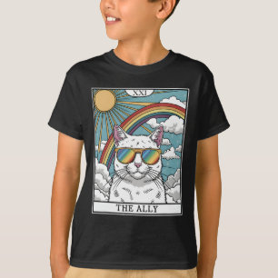Funny Ally Cat Sunglasses Lgbtq Gay Lesbian Biual T-Shirt