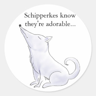 Funny Aloof Schipperke Dog Cartoon Runder Aufkleber