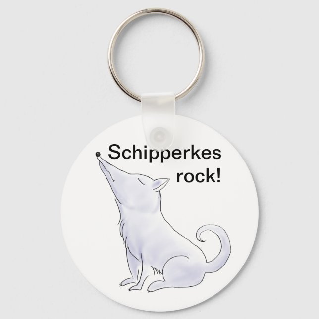 Funny Aloof Schipperke Dog Cartoon Schlüsselanhänger (Vorderseite)