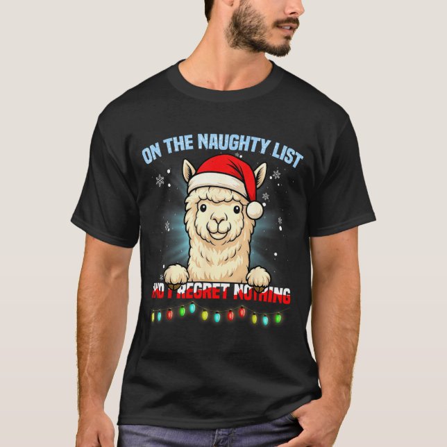 Funny Alpaca Christmas Santa Hat Xmas Men Women Ki T-Shirt (Vorderseite)