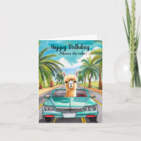 Funny Alpaca La carte d'anniversaire du gâteau