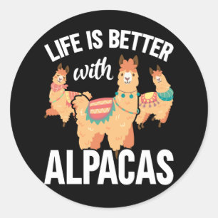 Funny Alpaca Liebhaber Runder Aufkleber