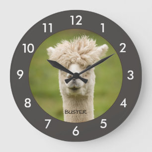 Funny Alpaca Llama Custom Große Wanduhr