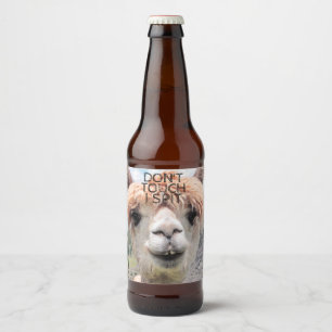 Funny Alpaca Llama Don't Touch I Spit Bierflaschenetikett