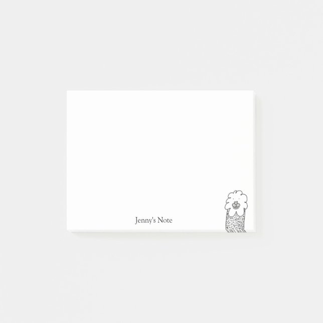 Funny Alpaca llama Illustration Individuelle Name  Post-it Klebezettel (Vorderseite)