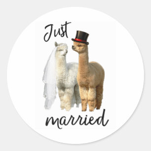 Funny Alpaca Shirt Braut und Groom Wedding _1 Runder Aufkleber