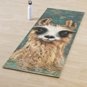 Funny Alpaca Yoga Matte mit Curious Llama
