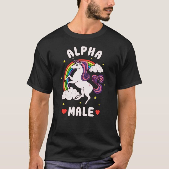 Funny Alpha Male Unicorn Rainbow funny T-Shirt (Vorderseite)