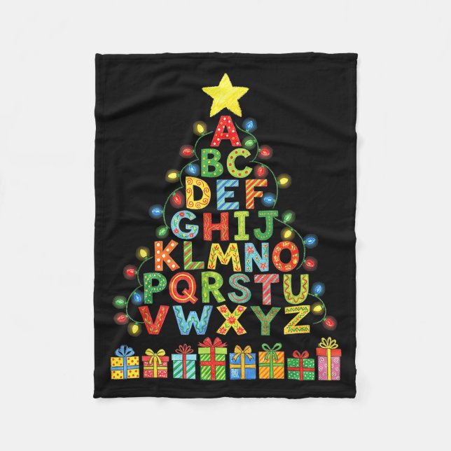 Funny Alphabet Christmas Tree Graphic Abc A-z Teac Fleecedecke (Vorderseite)