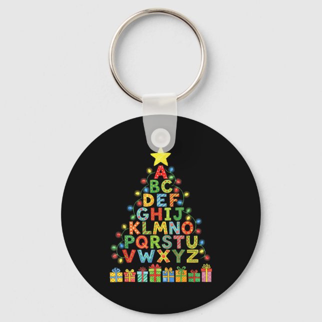 Funny Alphabet Christmas Tree Graphic Abc A-z Teac Schlüsselanhänger (Vorderseite)