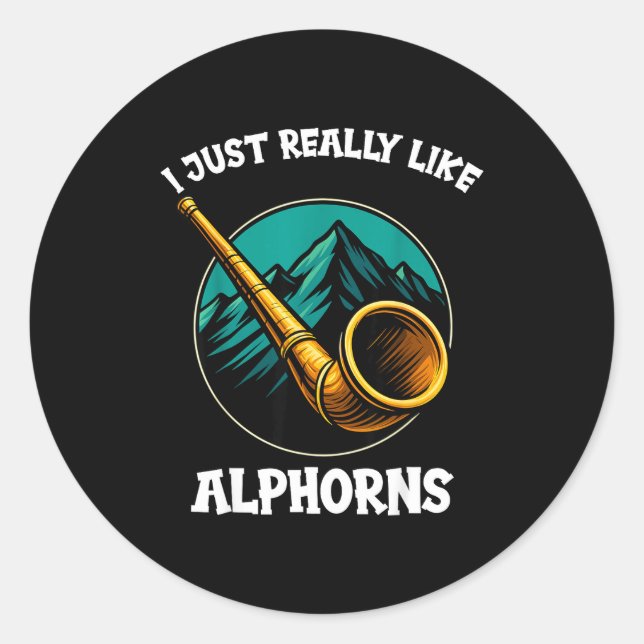 Funny Alphorn  Runder Aufkleber (Vorderseite)