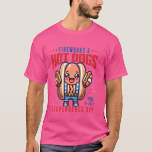 Funny America Day Offen amerikanischer Hotdog fris T-Shirt