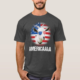 Funny Americaaa Goat USA Flag Sonnenbrillen Bauern T-Shirt