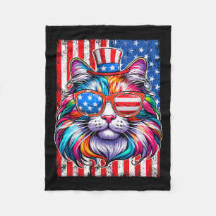 Funny American Cat Sonnenbrille US Flagge 4. Juli Fleecedecke