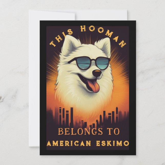 Funny American Eskimo Dog Eltern Personalisiert Ankündigung (Vorderseite)