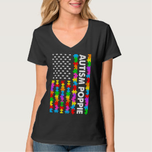 Funny American Flag Autism Poppie Autism Bewusstse T-Shirt