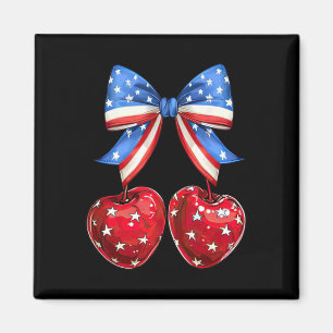 Funny American Flag Cherry Coquette Bow 4. Juli Magnet