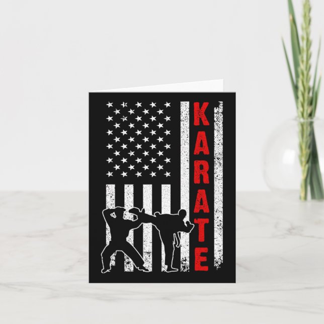 Funny American Flag Karate Art of Men Karat Karte (Vorderseite)