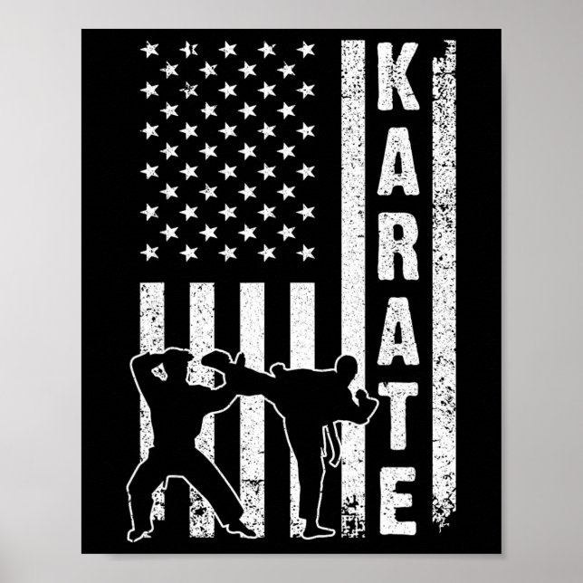 Funny American Flag Karate Art of Men Karat Poster (Vorne)