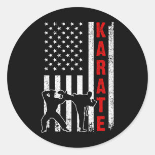 Funny American Flag Karate Art of Men Karat Runder Aufkleber