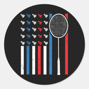 Funny American Flag mit Shuttles Vintag Badminto Runder Aufkleber
