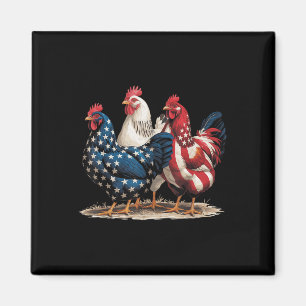 Funny American Flag Rooster Independence Day 4. O Magnet