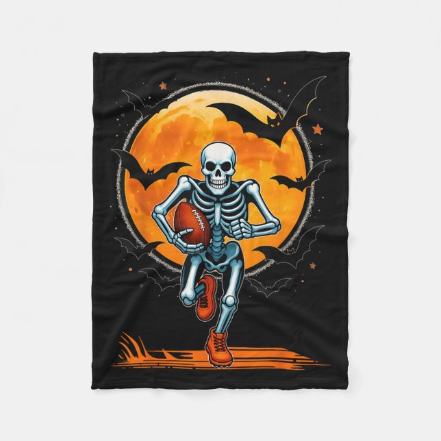 Funny American Football Skeleton Player Halloween Fleecedecke (Vorderseite)