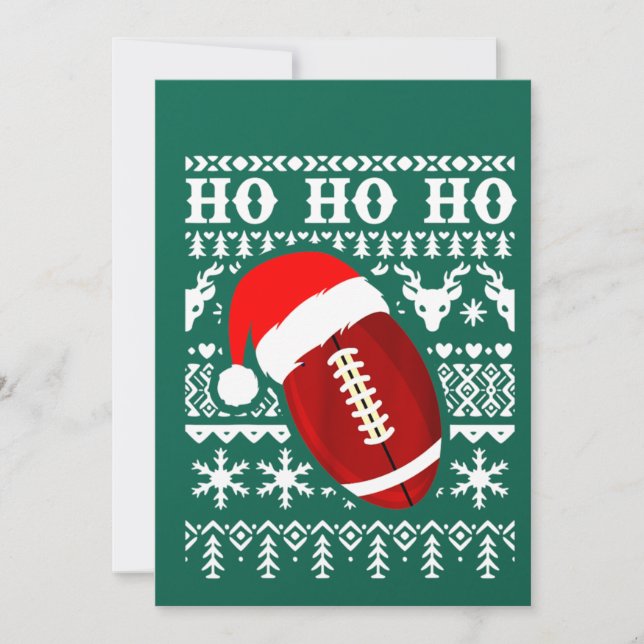Funny American Football Ugly Christmas Sweater Boy Einladung (Vorderseite)